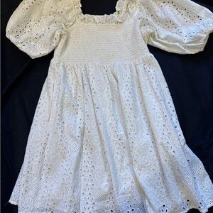 Cleobella Lucca Mini Cream Eyelet Casual Dress Size Medium